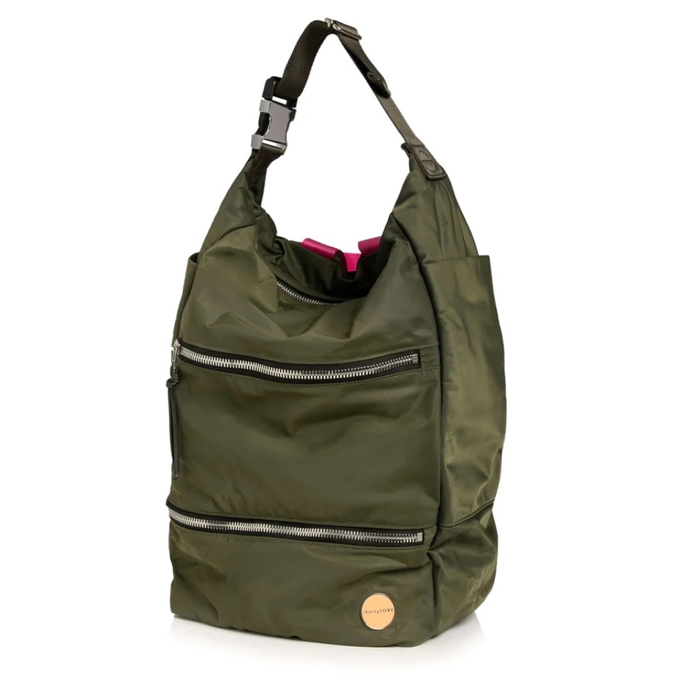 ShortyLove Boxer Backpack Tote - Army Green & Fuchsia